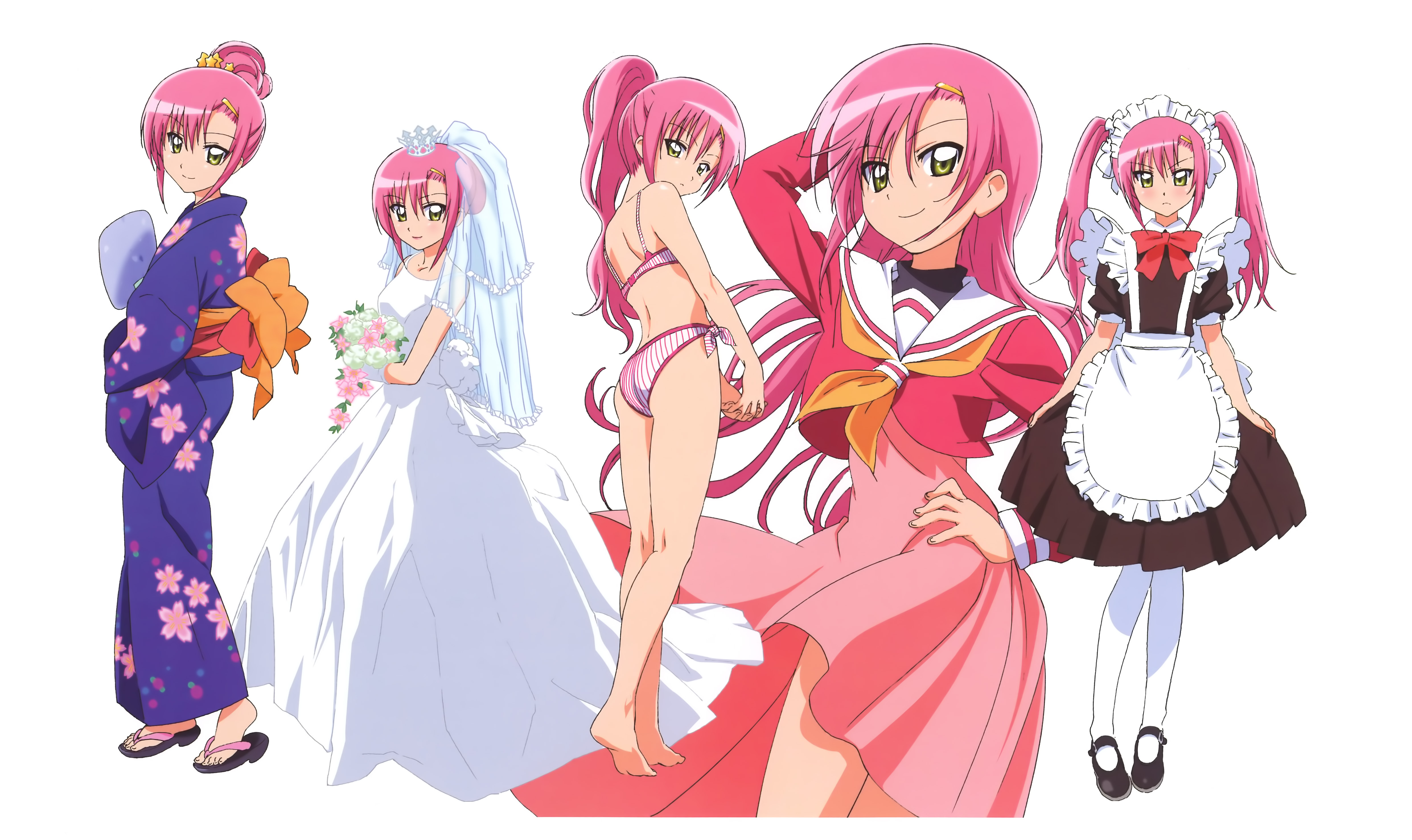 Hayate No Gotoku Katsura Hinagiku Bikini Dress Maid Seifuku Swimsuits Wedding Dress Yukata